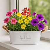 Jardinera personalizable con símbolo y texto