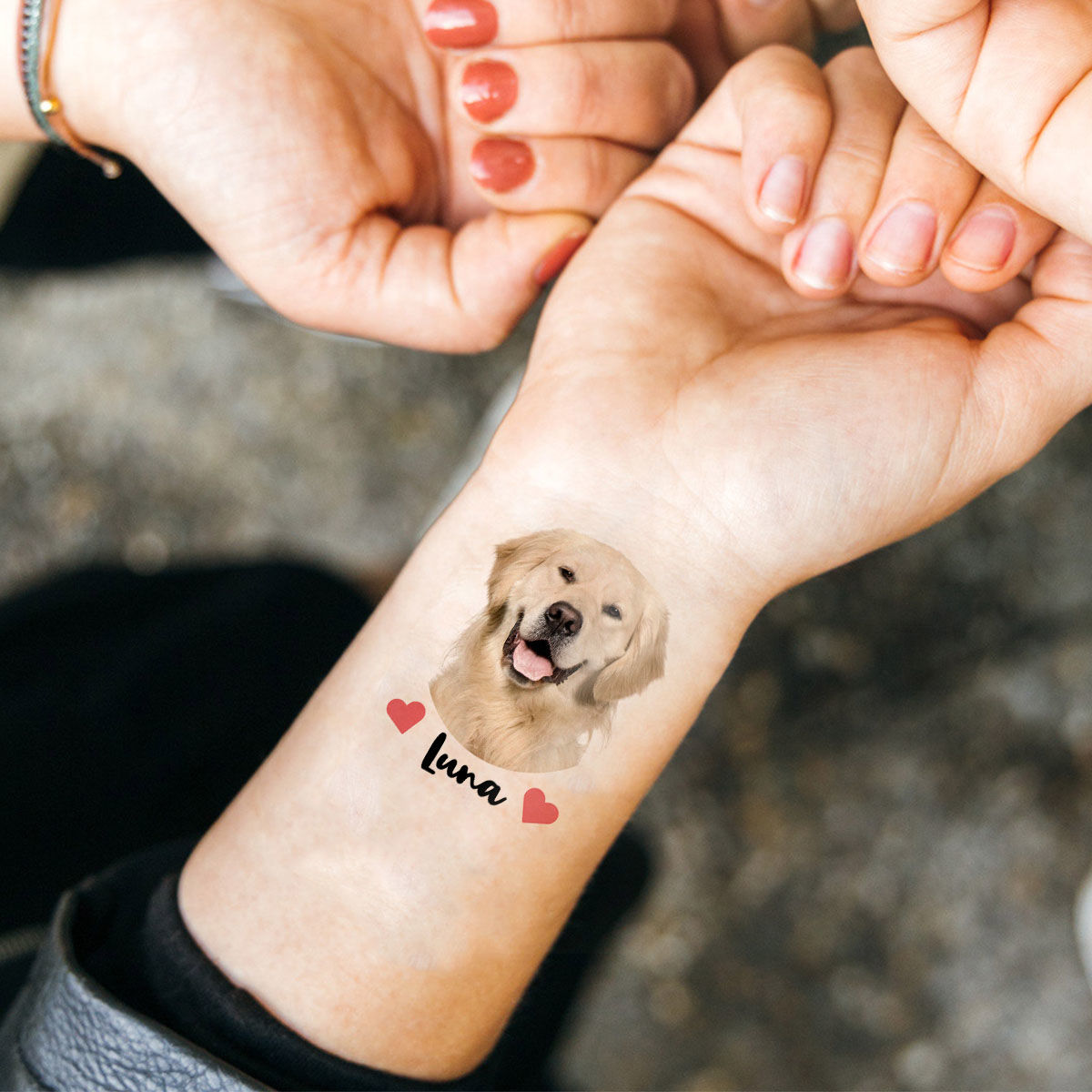 Set de 6 tatuajes con cara y texto personalizados