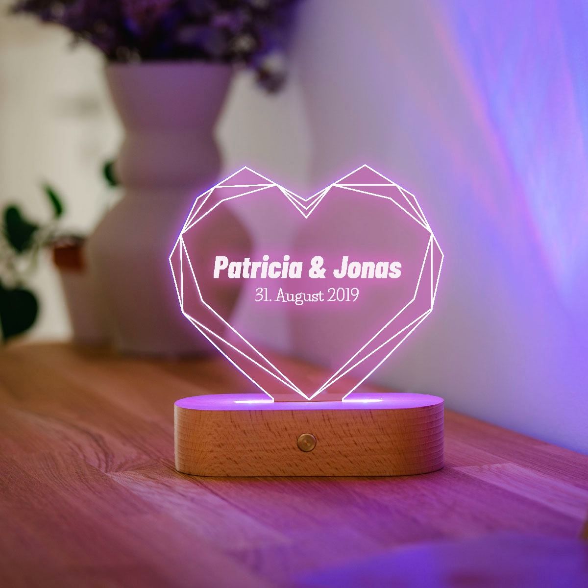 Lámpara de corazón LED con foto personalizada