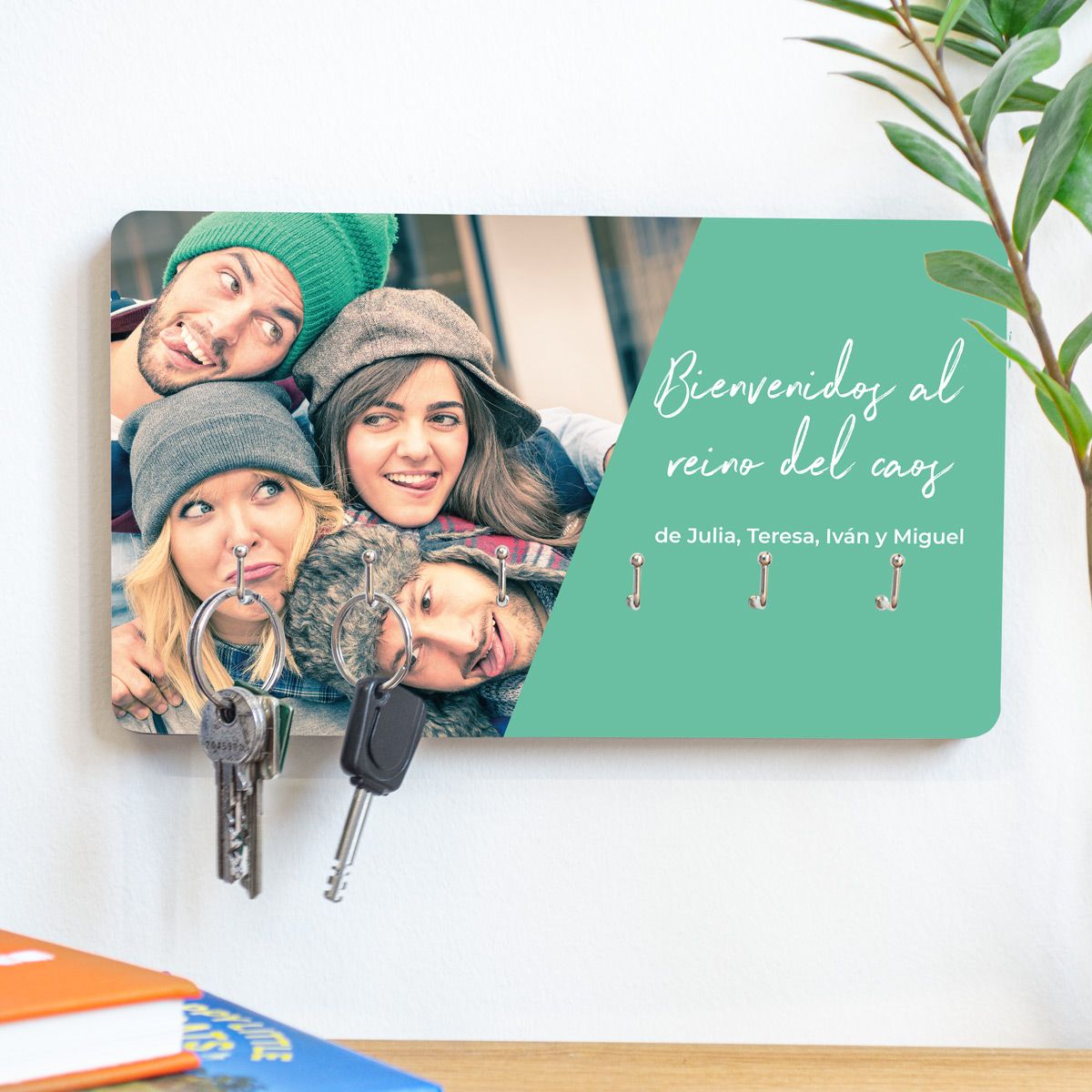 Colgador de llaves personalizado con foto y texto