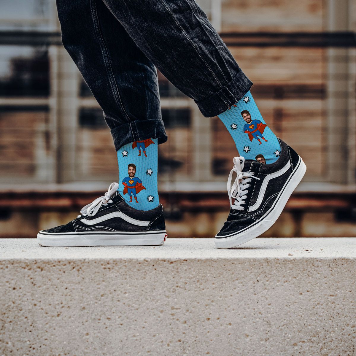 Calcetines personalizados con cara y superhéroes