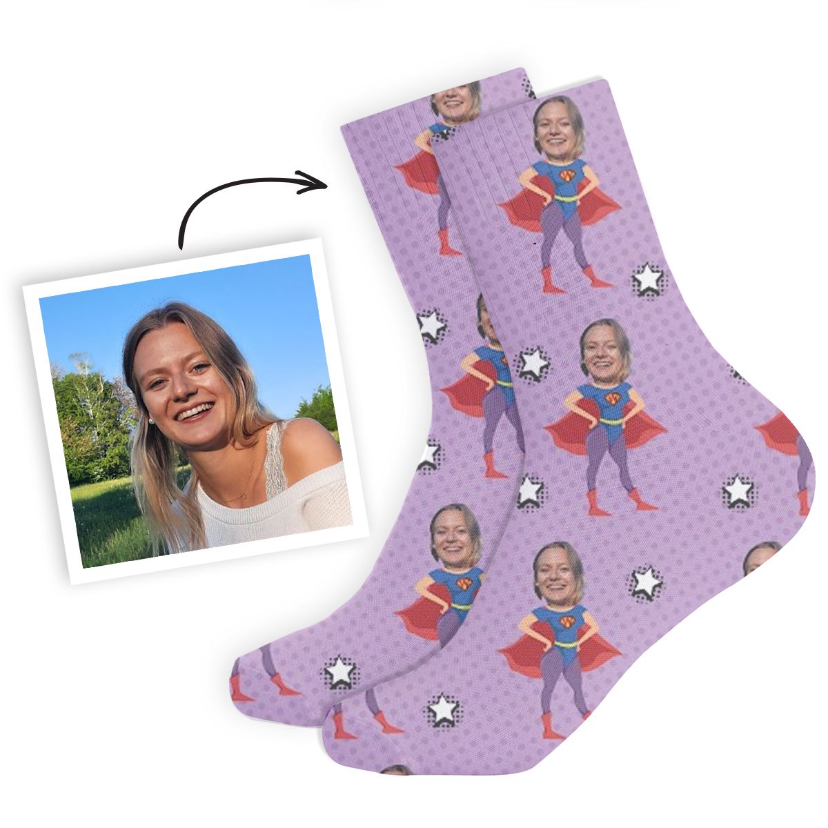 Calcetines personalizados con cara y superhéroes