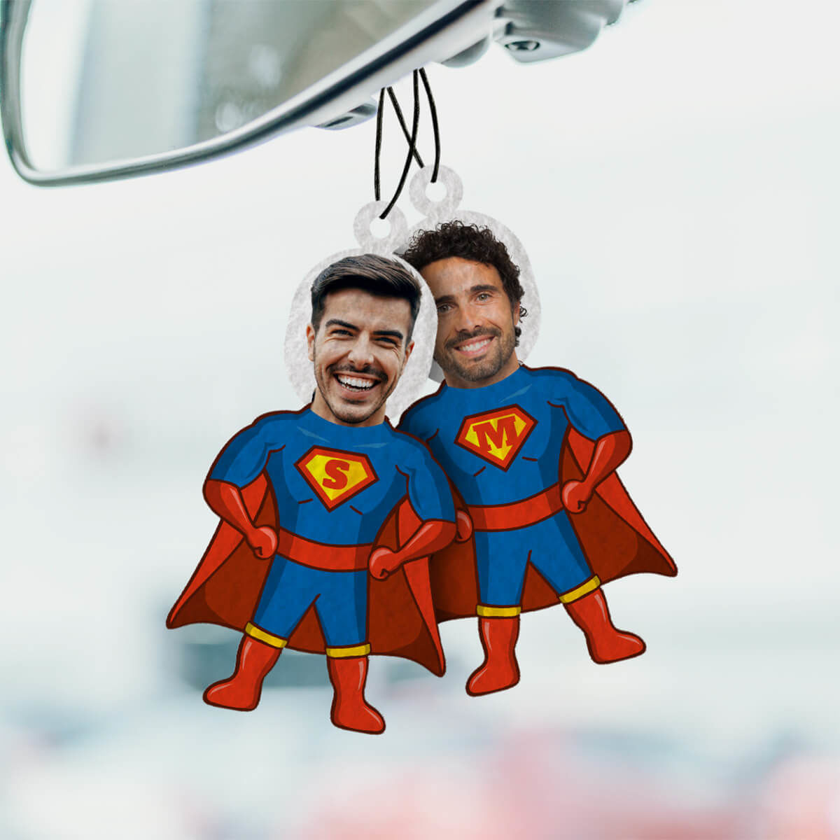 Ambientador de coche personalizado con cara de superhéroe Juego de 2
