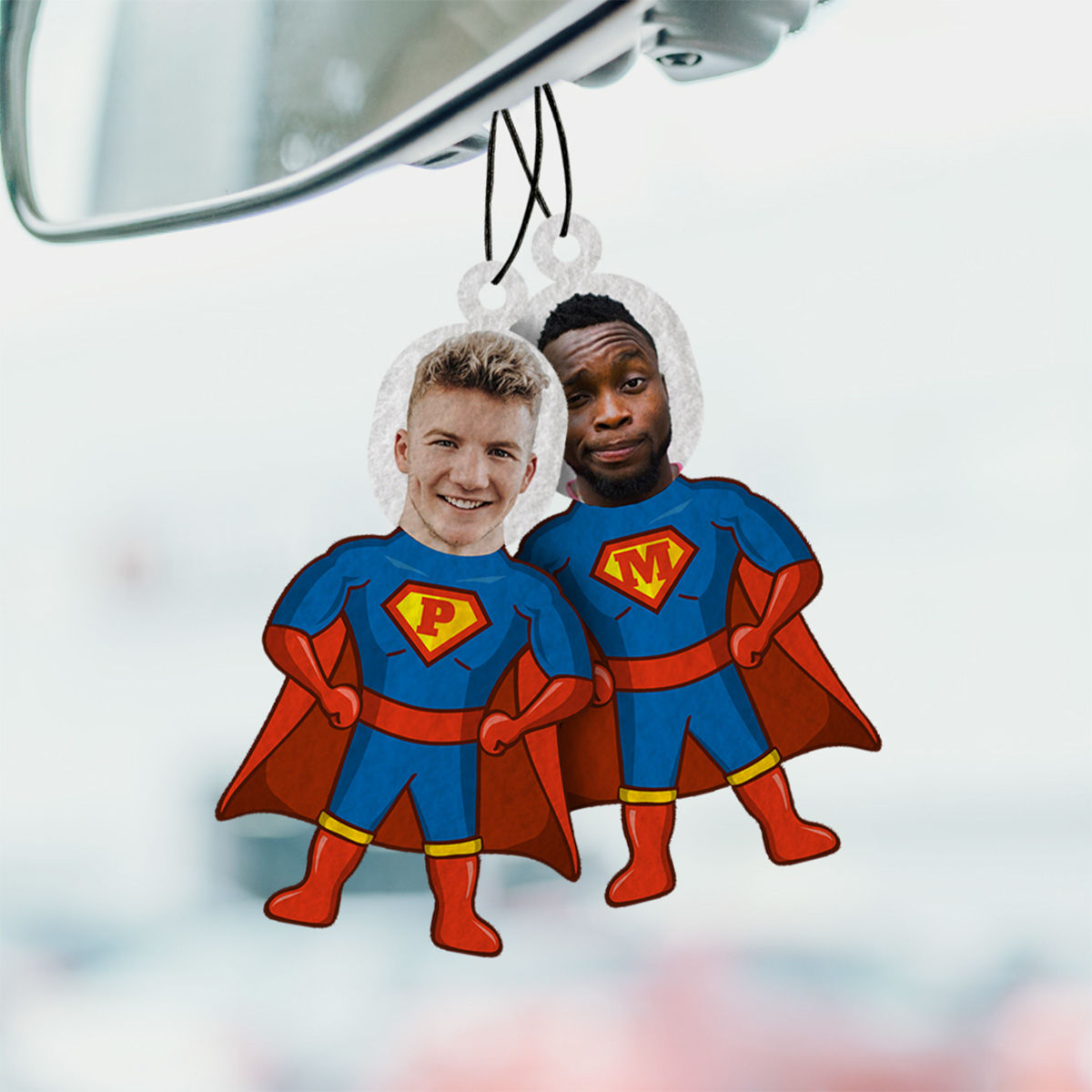 Ambientador de coche personalizado con cara de superhéroe Juego de 2