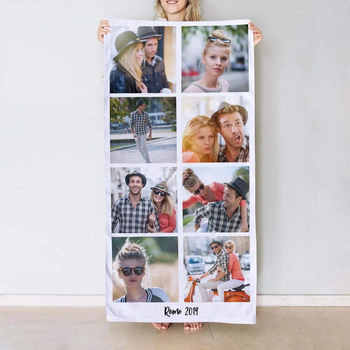 Toalla personalizable con 8 fotos y texto