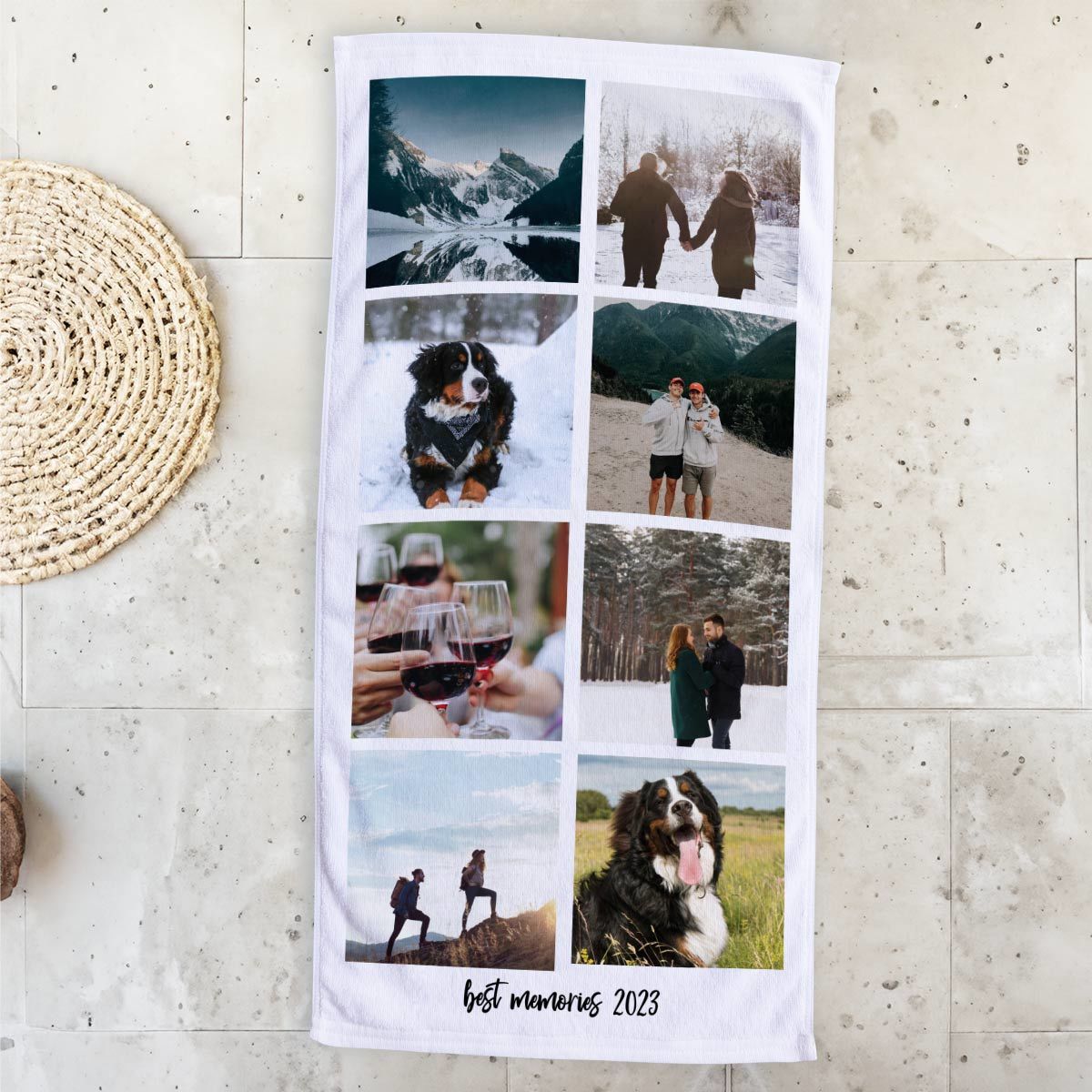 Toalla personalizable con 8 fotos y texto