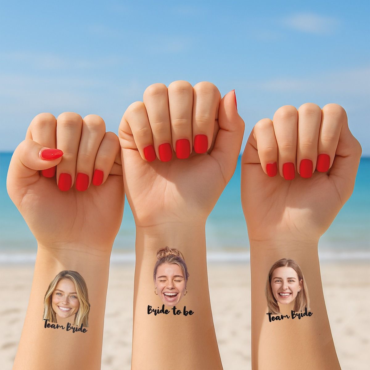 Set de 6 tatuajes con cara y texto personalizados