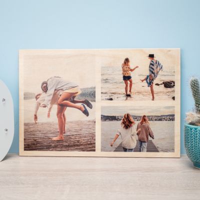 Cuadro de madera personalizable con 3 fotos