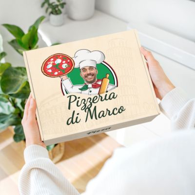 Caja de pizza personalizada como caja regalo 30 x 23,5 cm
