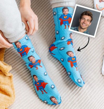 Calcetines personalizados con cara y superhéroes