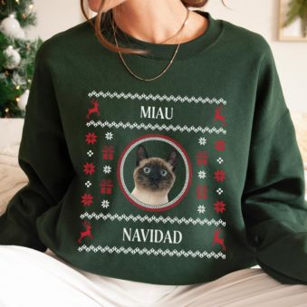 Jersey de Navidad personalizable con foto y texto