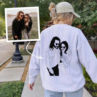 Sudadera personalizable con ilustración line art de 2 personas