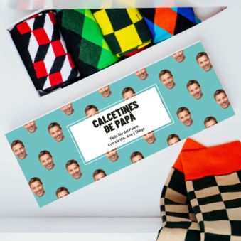 Caja de calcetines con cara y nombre personalizados