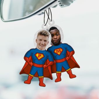 Ambientador de coche personalizado con cara de superhéroe Juego de 2