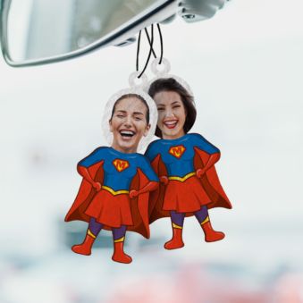 Ambientador personalizado con cara de superheroína Juego de 2