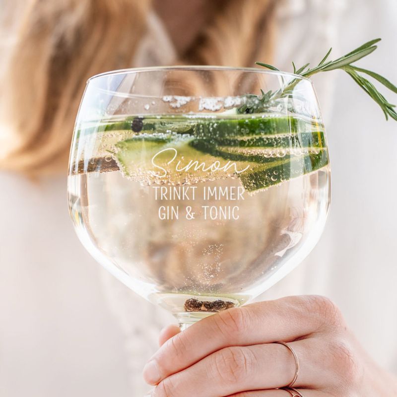 Copa de ginebra personalizada con texto