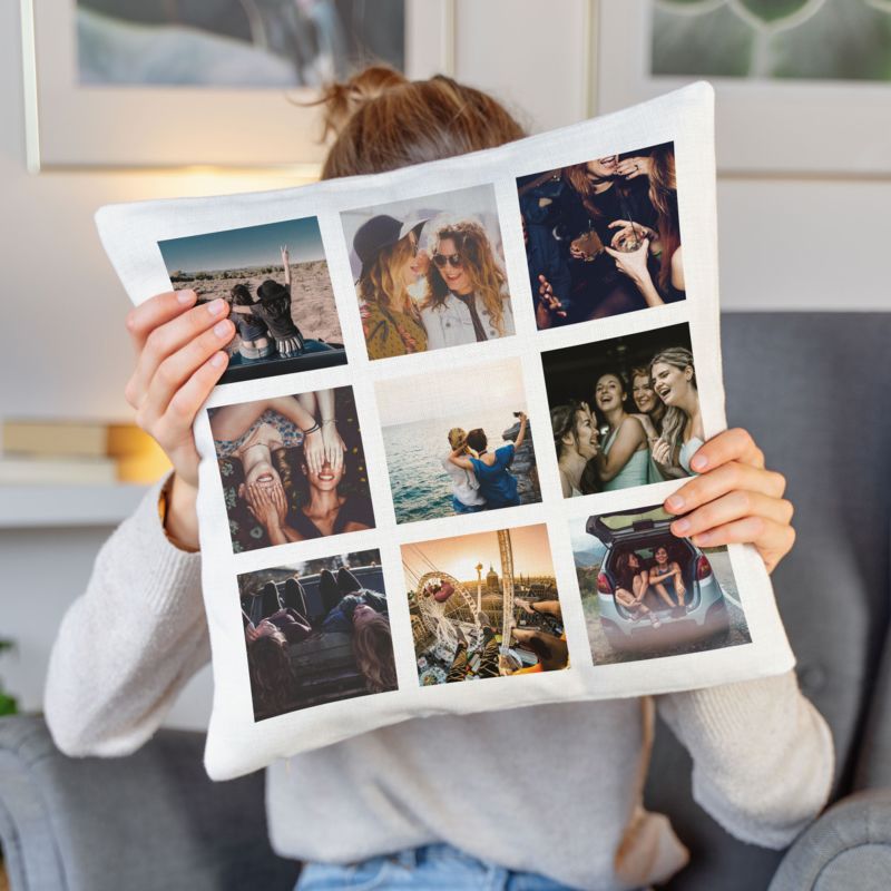 Funda de cojín personalizable con 9 fotos