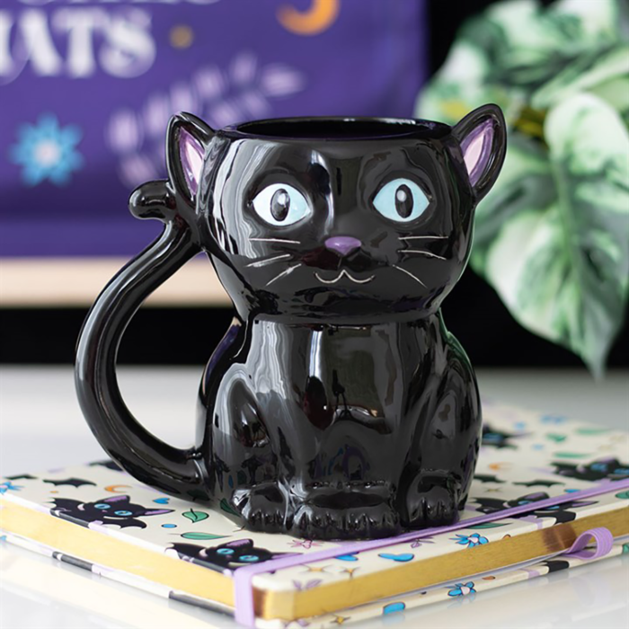 Taza de gato dulce y espeluznante