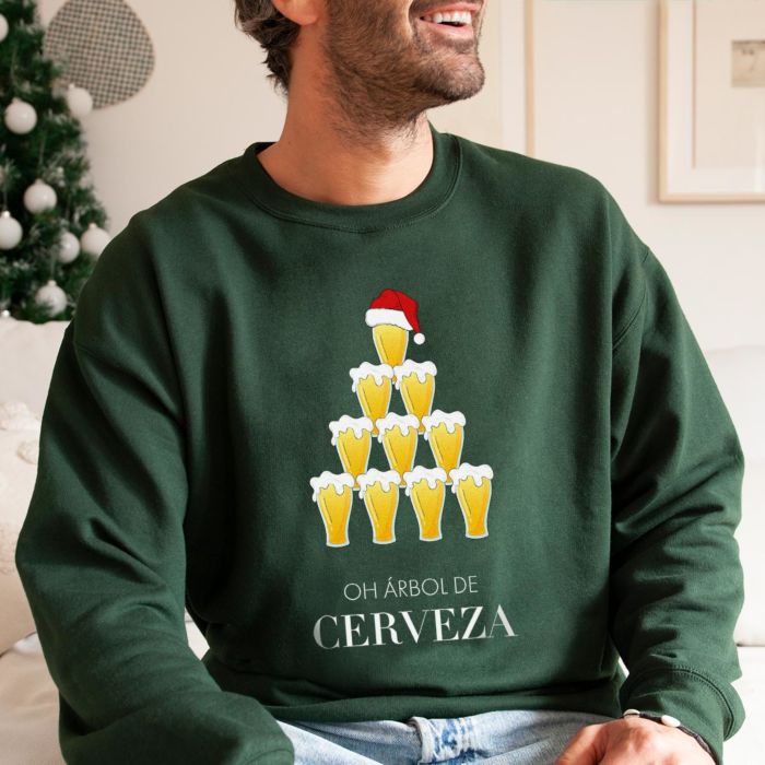 Suéter navideño de cerveza personalizable