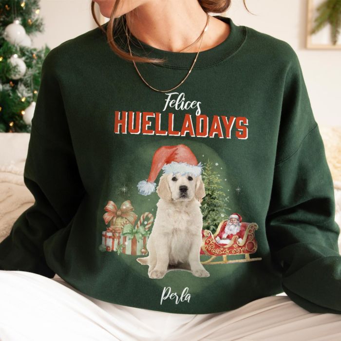 Suéter navideño bootleg personalizable con mascota
