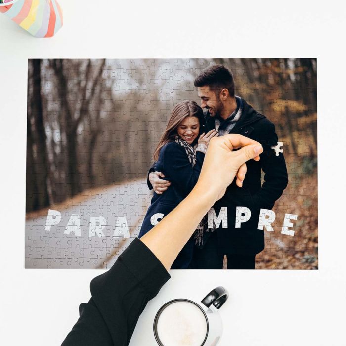 Rompecabezas personalizable con foto y texto curvo