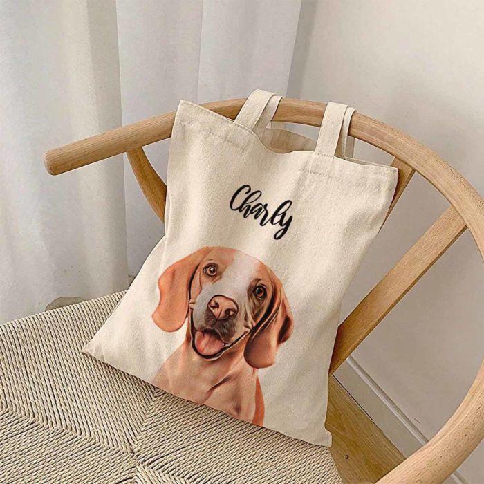 Bolsa de yute personalizable con tu mascota en versión cómic