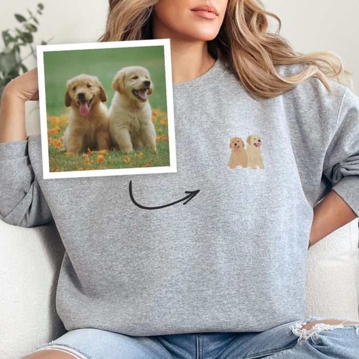 Sudadera personalizable con ilustración pequeña de mascota
