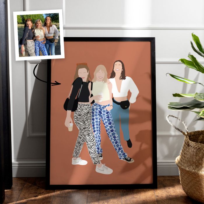 Ilustración de póster dibujada a mano con 3 personas