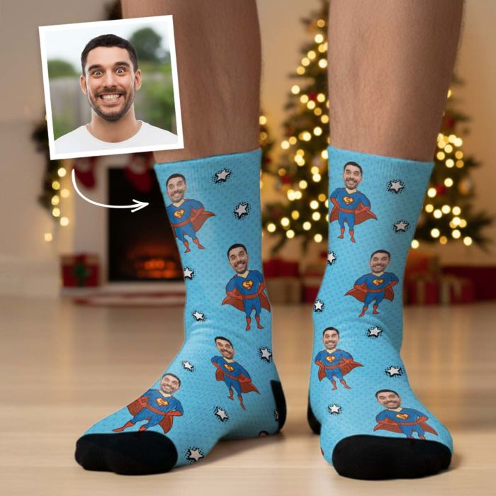Calcetines personalizados con cara y superhéroes