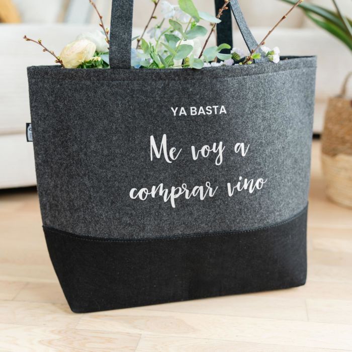 Bolsa de fieltro personalizable con texto