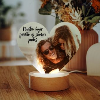 Lámpara de Corazón Personalizada con Foto y Texto