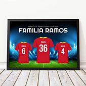 Póster personalizado con camisetas de fútbol para familias