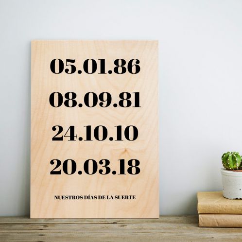 Cuadro de madera personalizado con fechas importantes