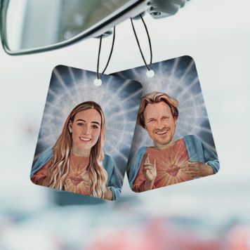 Ambientador colgante personalizable (pack de 2) con aureola y tu cara