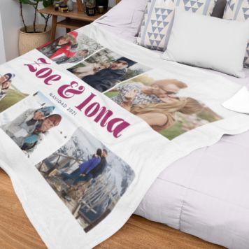 Manta personalizada con 6 fotos y texto