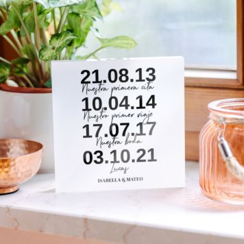 Placa acrílica personalizada con fechas importantes - Design