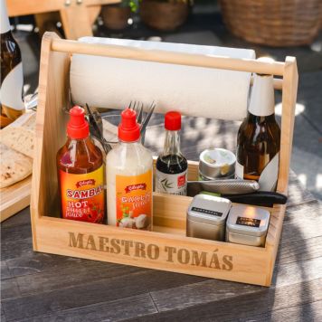 Caddy de parrilla personalizable con texto