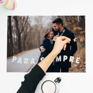 Rompecabezas personalizable con foto y texto curvo