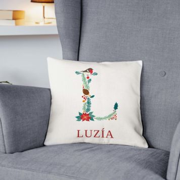 Funda de cojín personalizable con monograma invernal
