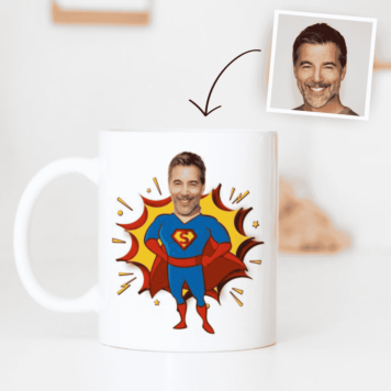 Taza de Superhéroe personalizada con cara