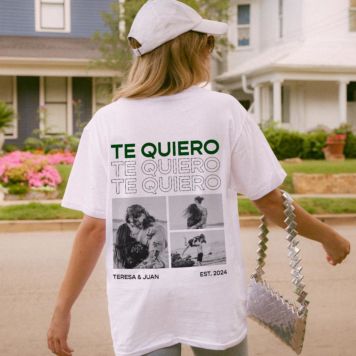 Camiseta personalizable con fotos en blanco y negro y texto