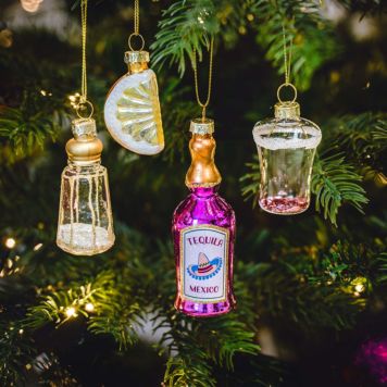 Adornos para árbol de Navidad de tequila - Set de 4