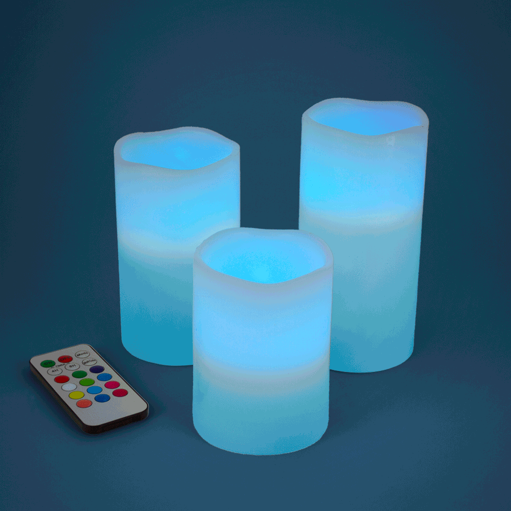 Set de 3 velas LED con mando a distancia